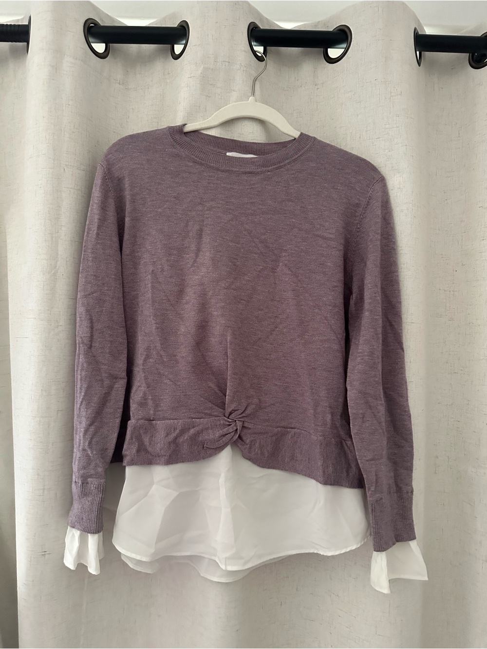 Milano Layered Knit Sweatshirt with Knot Detail - Lavender